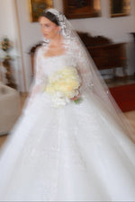 Long Sleeve Lace Ball Gown Wedding Dress with Veil