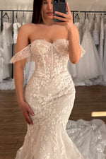 Off-Shoulder Corset Mermaid Lace Wedding Dress