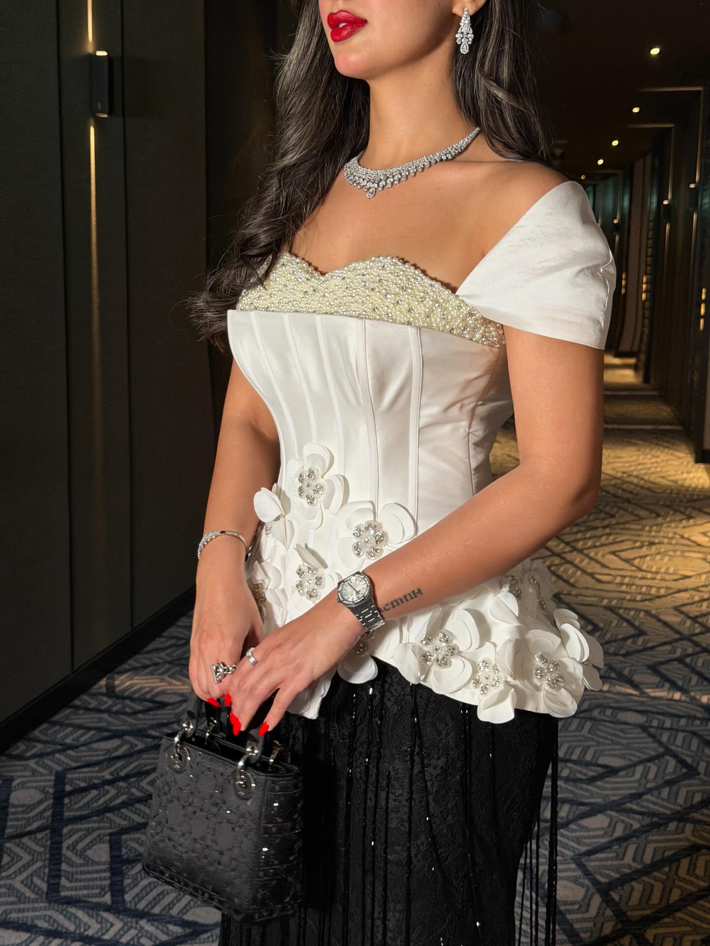 Sweetheart 3D Flower Corset and Maxi Skirt Set