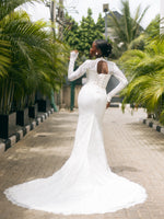 Lace High-Neck Mermaid Wedding Dress with Corset Back