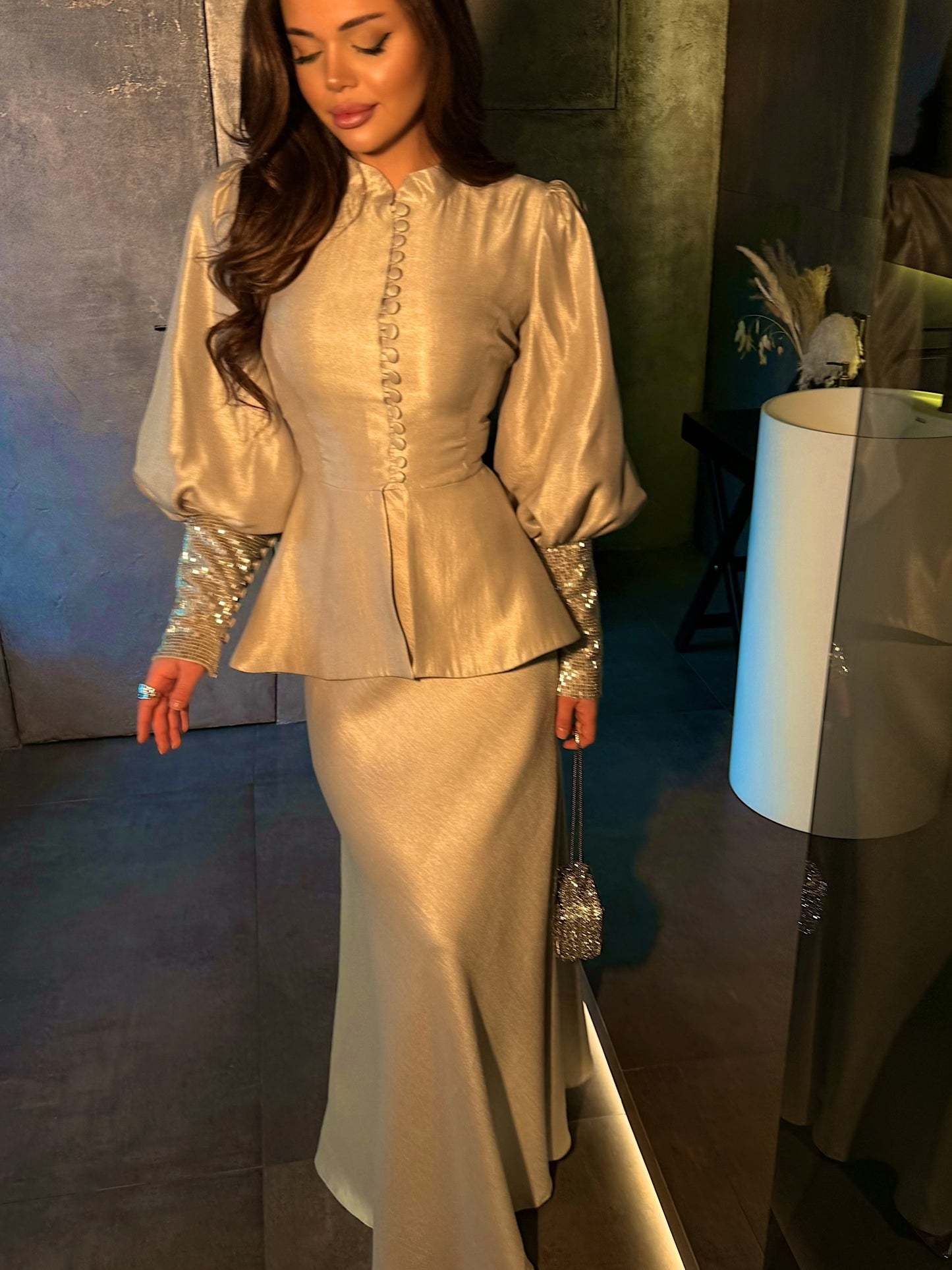Elegant Two-Piece Corset Back Maxi Dress Set