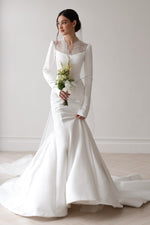 Lace Illusion Mermaid Wedding Dress with Sleeves