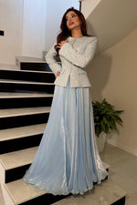 Elegant Two-Piece Jacket and Pleated Skirt Set