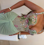 Embroidered Corset Gown with Draped Slit Skirt