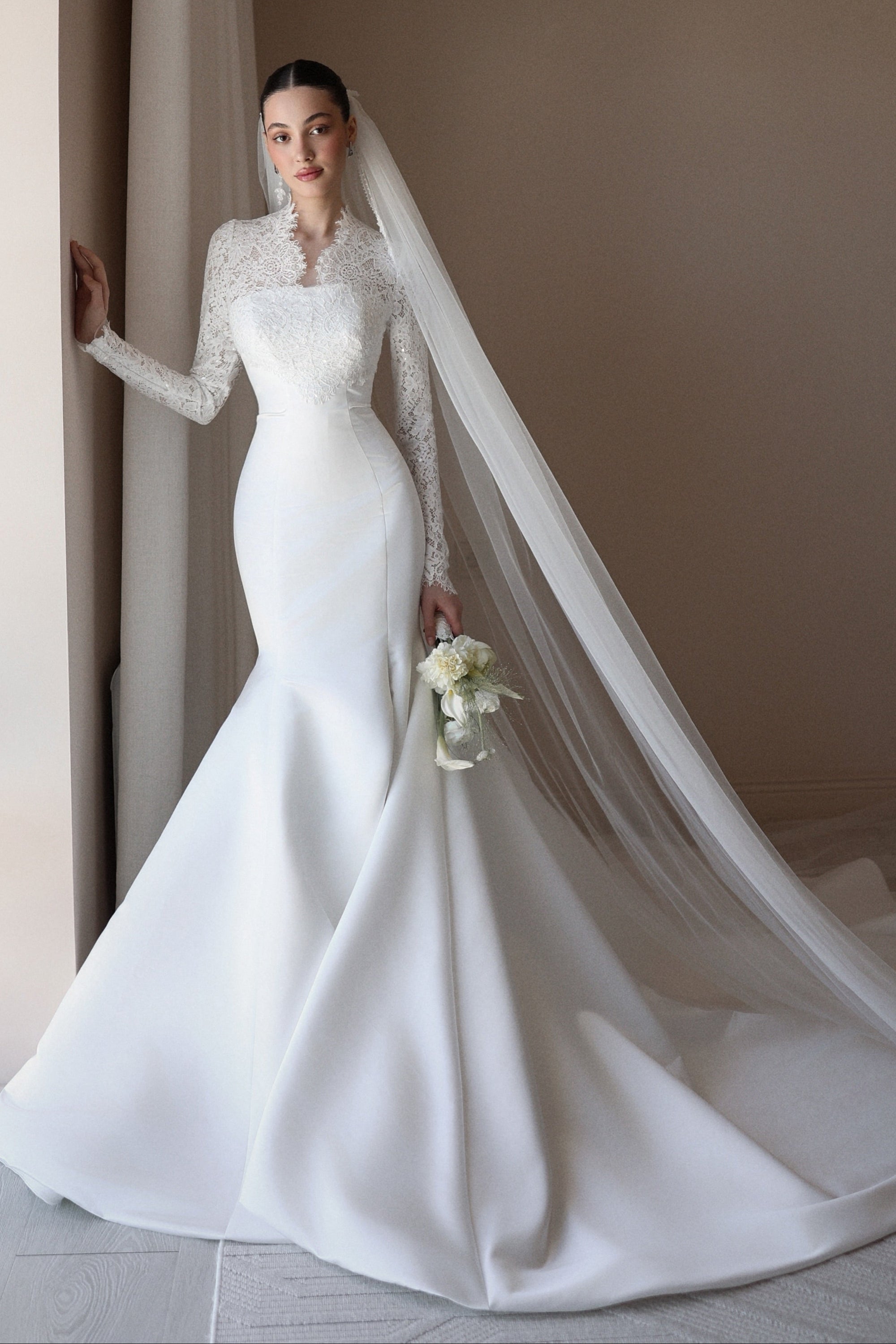 Lace High-Neck Mermaid Wedding Dress