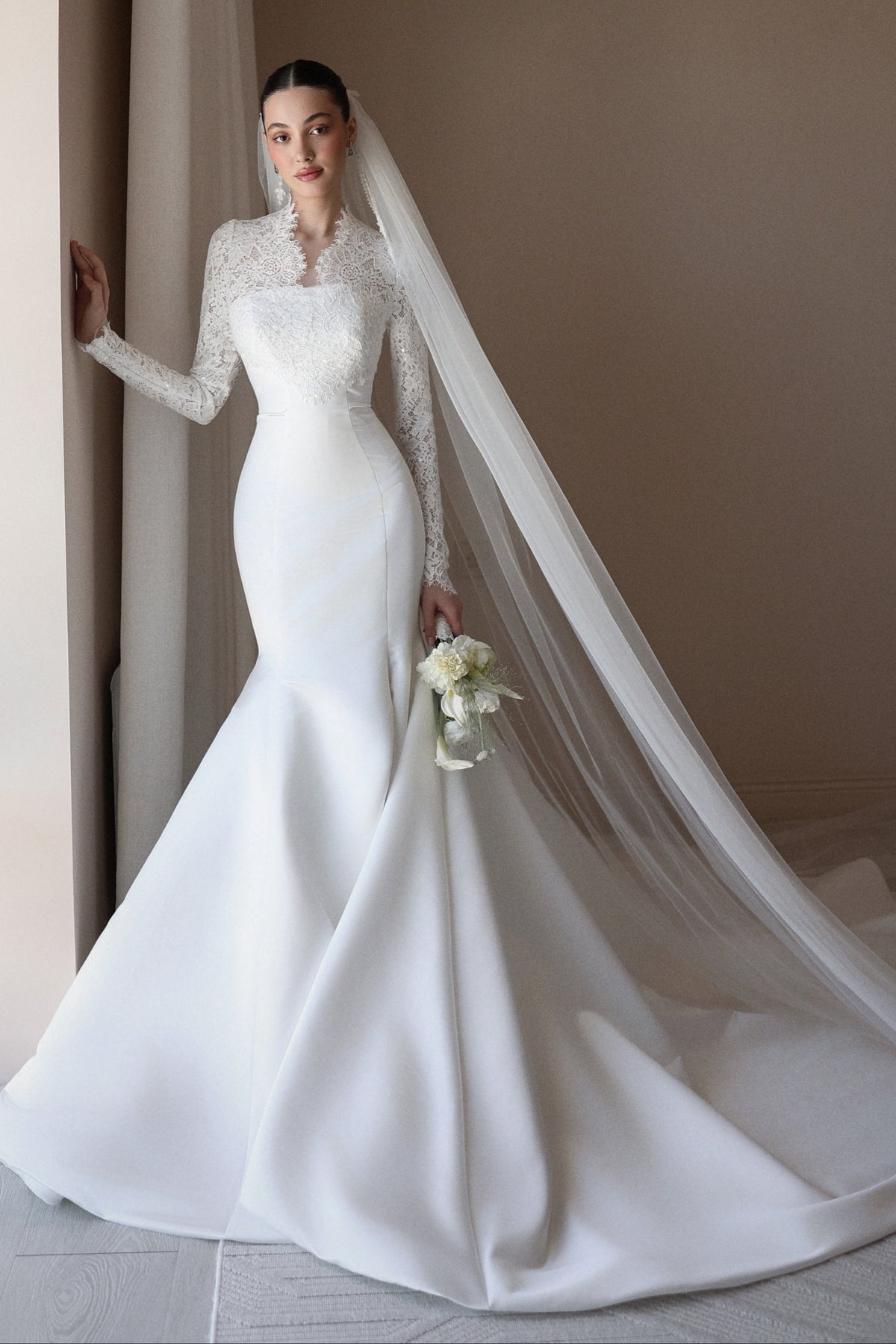 Lace High-Neck Mermaid Wedding Dress