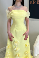 Off-Shoulder 3D Floral A-Line Gown