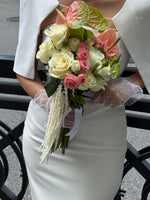 Elegant Cape Overlay Column Bridal Gown