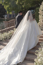Strapless Satin Ball Gown Wedding Dress with Train