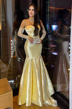 Mermaid Evening Gown with Lace Sleeves