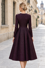 Long Sleeve Shimmer Midi A-Line Dress