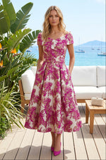 Off-the-Shoulder Floral Jacquard Midi Dress