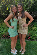 Sequin Mini Dress with Sweetheart Neckline