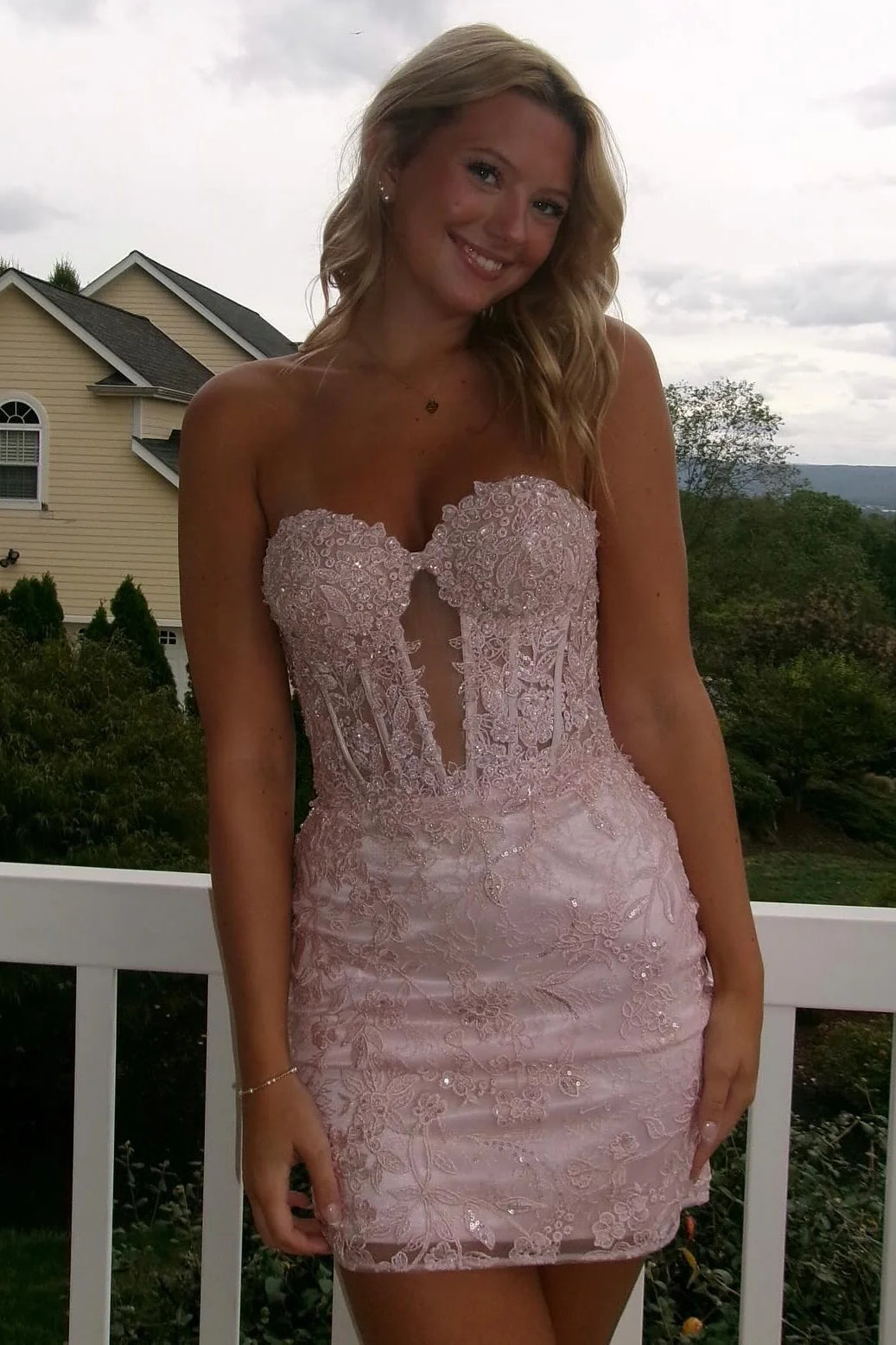 Strapless Corset Lace Bodycon Mini Dress