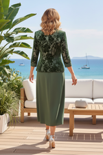A-Line Dress and Floral Velvet Jacket Set