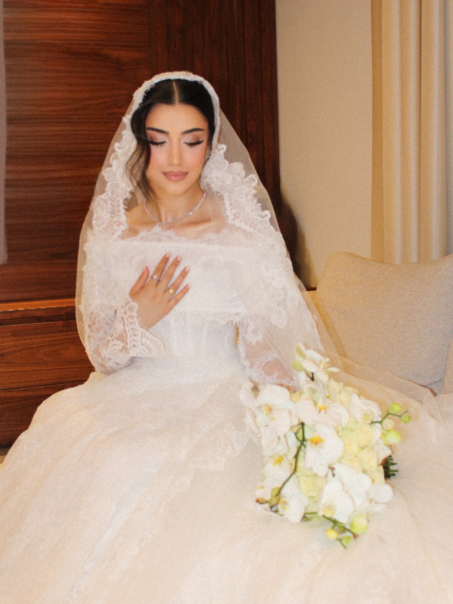 Long Sleeve Lace Ball Gown Wedding Dress
