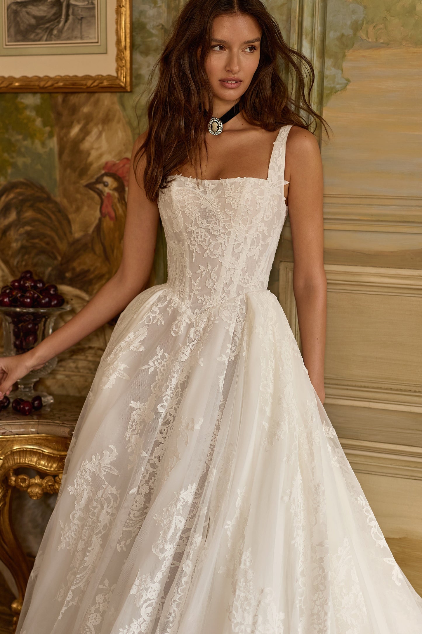 Lace Corset Ball Gown Wedding Dress with Pockets