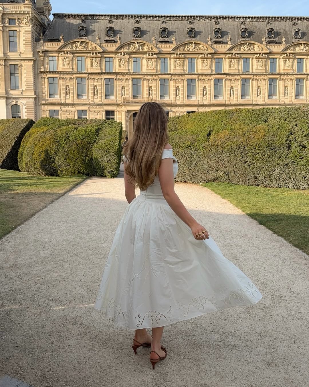 Embroidered A-Line Midi Dress with Pleated Skirt