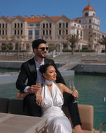 Plunging Halter Satin Wedding Dress