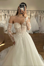 Corset Sweetheart Glitter Tulle Wedding Dress
