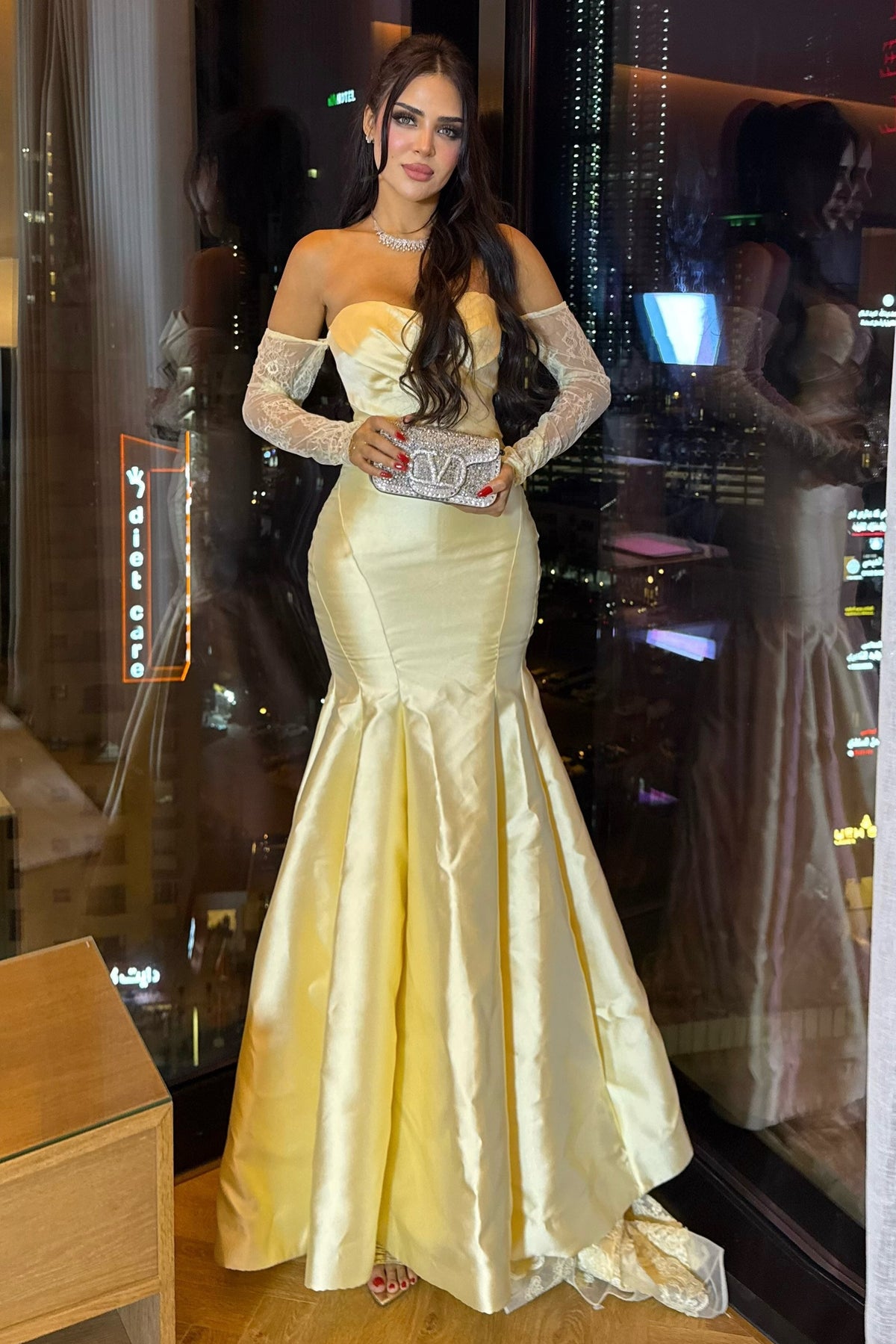 Mermaid Evening Gown with Lace Sleeves