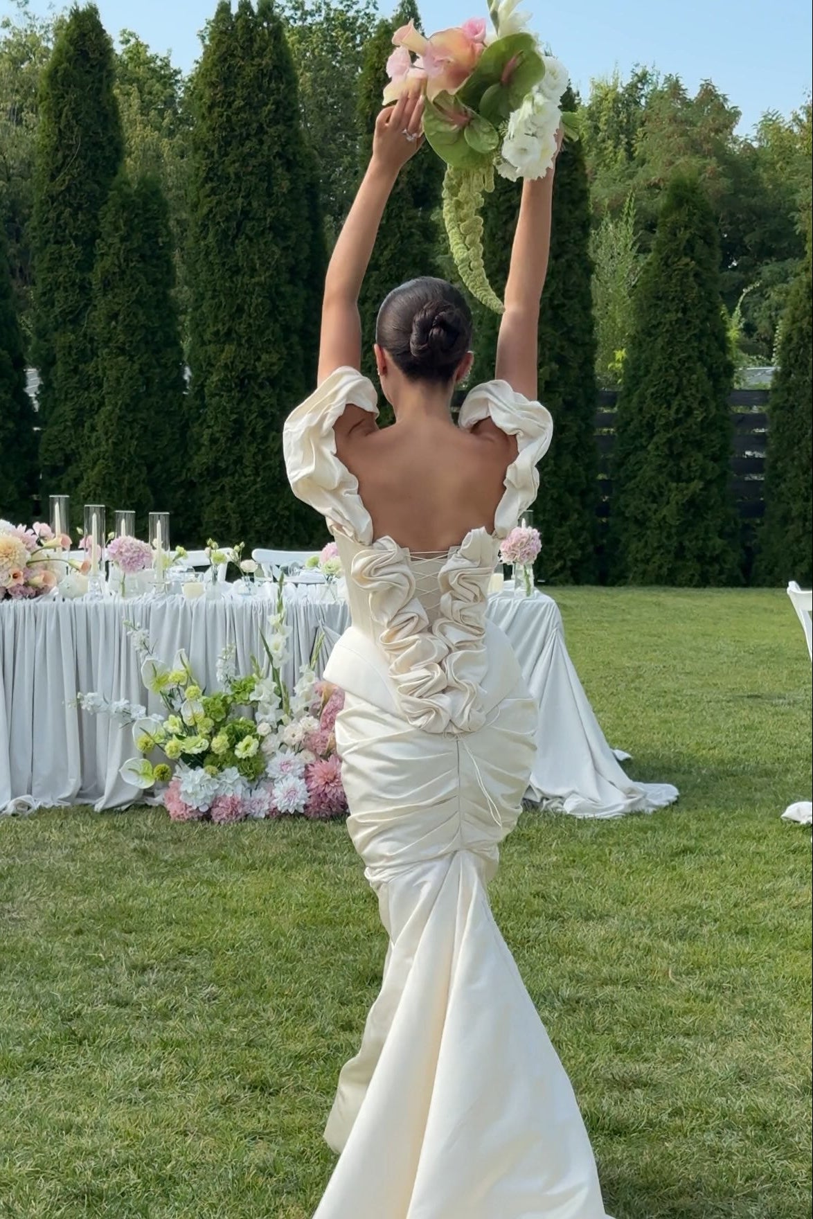 Corset Mermaid Wedding Dress with Ruffled Back