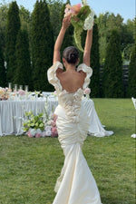 Corset Mermaid Wedding Dress with Ruffled Back