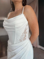Cowl Neck Corset Fit and Flare Wedding Dress
