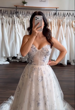 Floral Embroidered Corset Ball Gown Wedding Dress