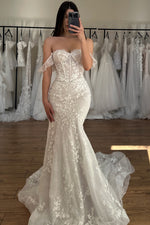 Off-Shoulder Corset Mermaid Lace Wedding Dress