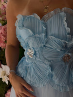 Strapless A-Line Tulle Gown with 3D Floral Bodice