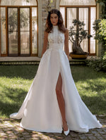 Halter High Neck A-Line Wedding Dress with Slit