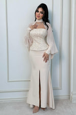 Sequined Corset Gown with Choker Bolero