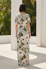 Elegant Ruched Waist Floral Maxi Dress