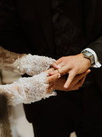 Off Shoulder Long Sleeve Lace Mermaid Wedding Dress