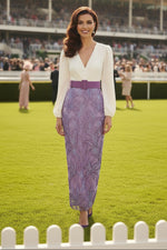 Beaded Column Midi Dress with Long Sleeves