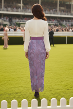 Beaded Column Midi Dress with Long Sleeves