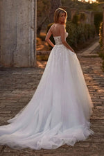 Strapless Corset A-Line Wedding Dress with High Slit