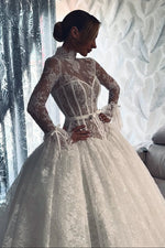 High Neck Lace Ball Gown Wedding Dress