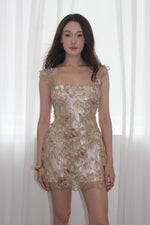 Beaded Floral Lace Embellished Mini Dress