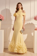 Elegant Halter Mermaid Gown with 3D Roses