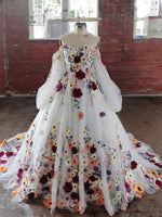 Floral Applique Tulle Off Shoulder Gown