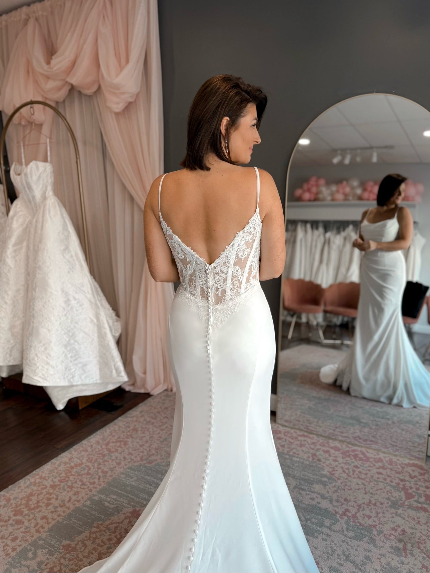 Cowl Neck Corset Fit and Flare Wedding Dress