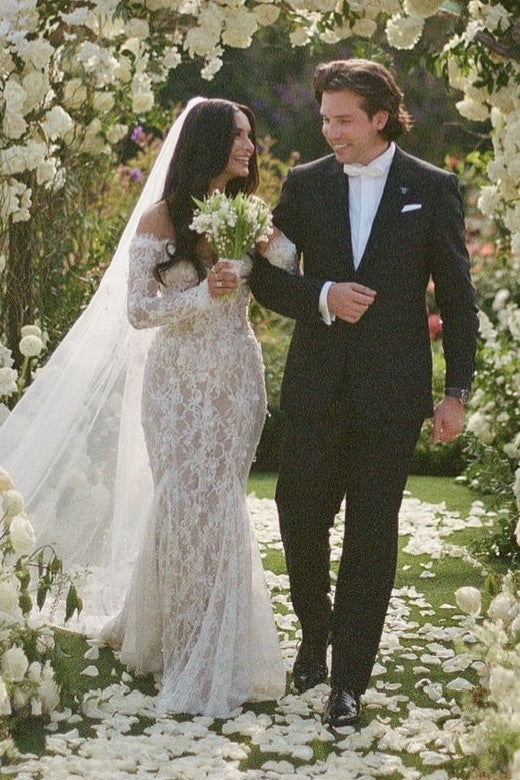 Off-the-Shoulder Long Sleeve Lace Mermaid Wedding Dress