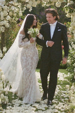 Off-the-Shoulder Long Sleeve Lace Mermaid Wedding Dress