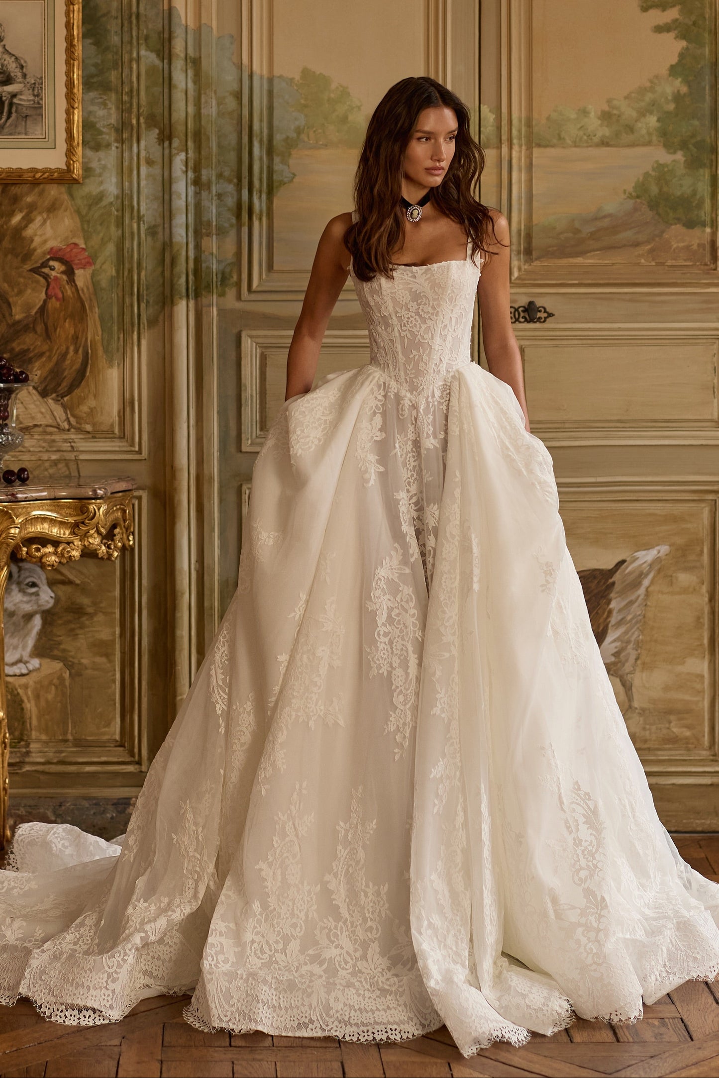 Lace Corset Ball Gown Wedding Dress with Pockets