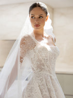 Square Neck Lace A-Line Corset Bridal Gown