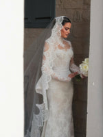 High Neck Illusion Lace Long Sleeve Bridal Gown