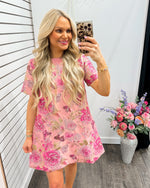 Metallic Floral Jacquard Mini Dress