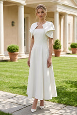 A-Line Midi Dress with Cape Collar